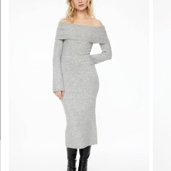 DYNAMITE | Off-Shoulder Sweater Midi Dress | Size S - Picture 1 of 5